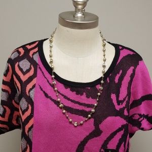 Worthington pink, black, peach on side dress shirt